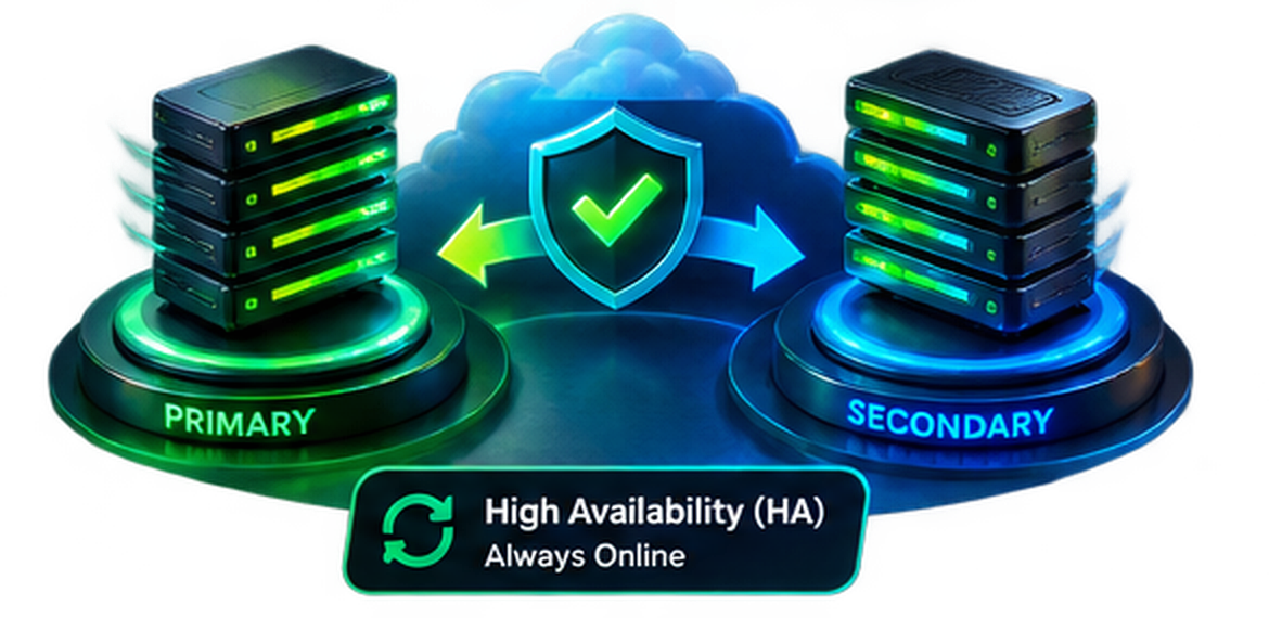 High availability primary and secondary servers