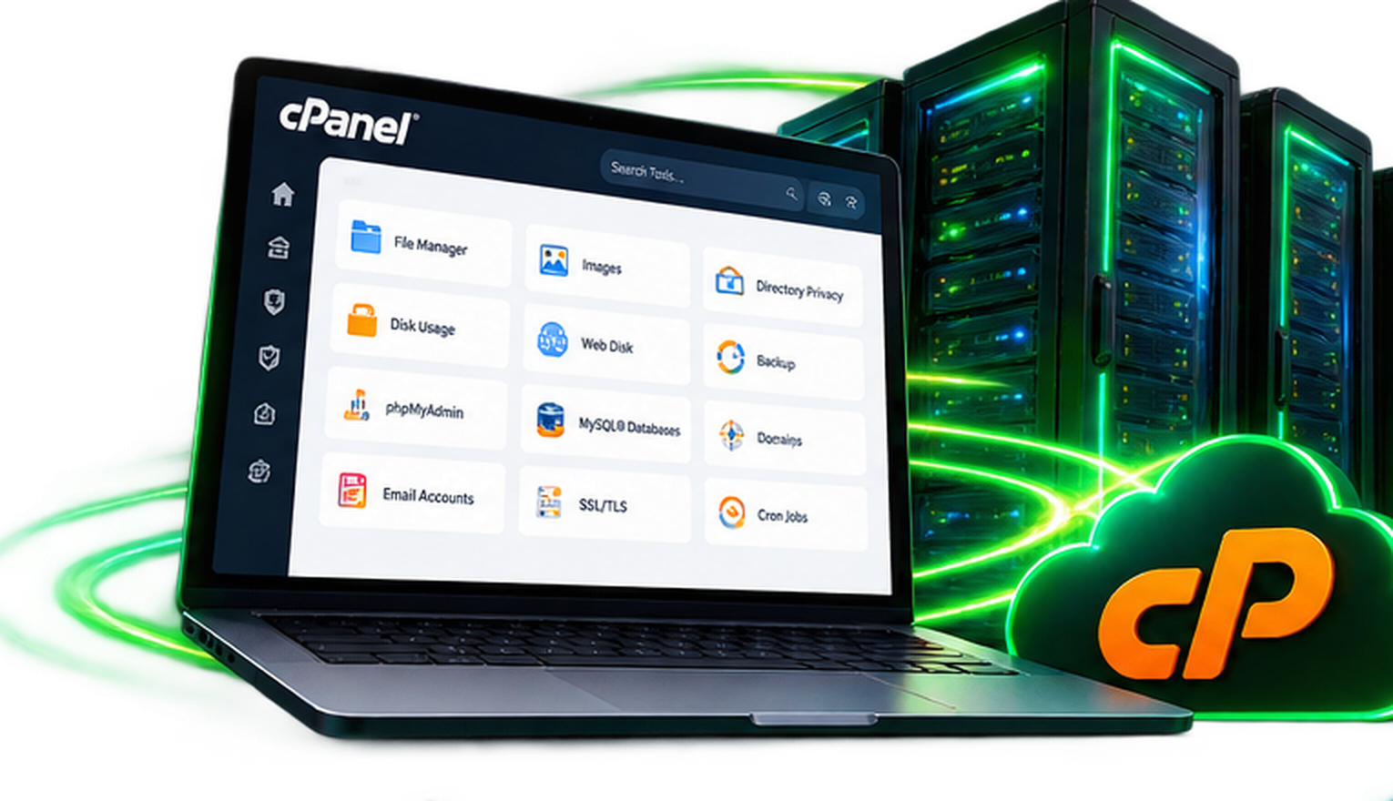 cPanel hosting dashboard on high performance server infrastructure